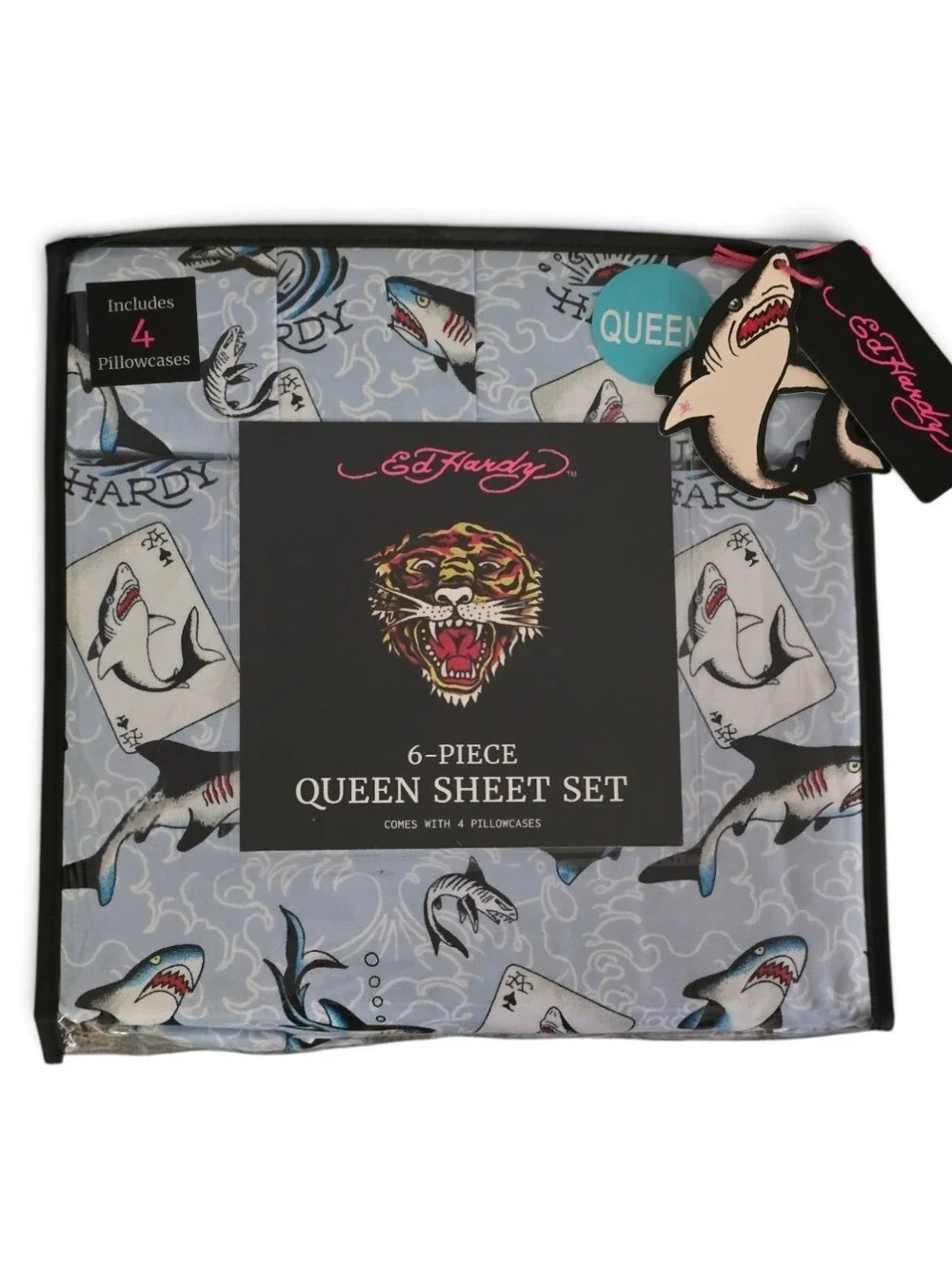 🦈 Ed Hardy 6 Piece Queen Shark Sheet Set